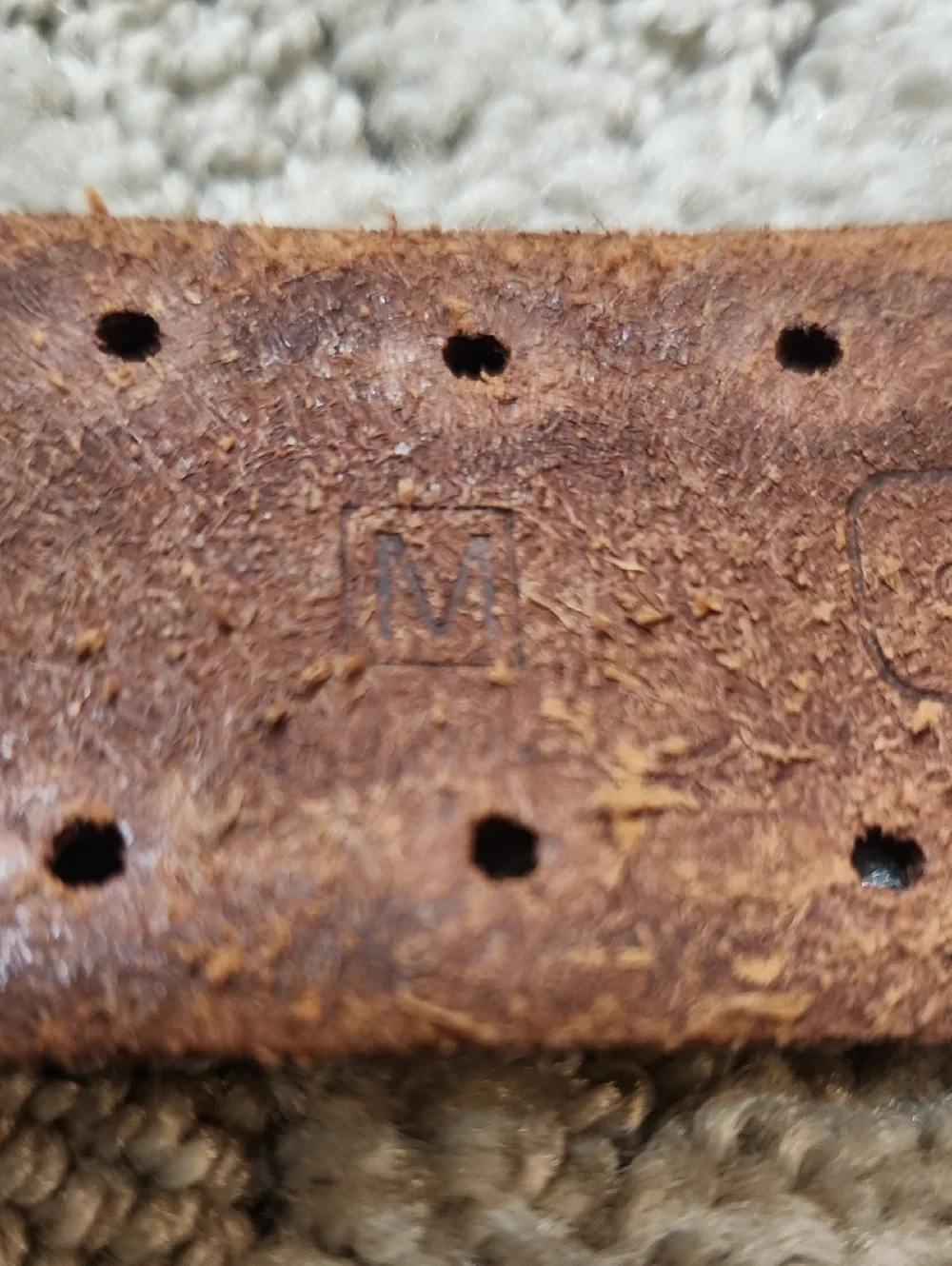 Fossil Brown Leather Studded Belt with Round Silver Buckle Size Medium